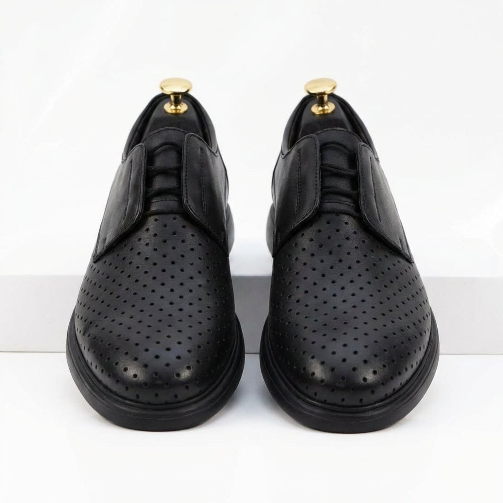 Pantofi casual barbati, 558G, din piele naturala negru - Paul Style