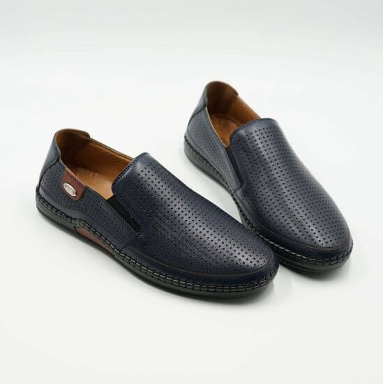 Pantofi casual barbati din piele naturala 6573 bleumarin - Paul Style