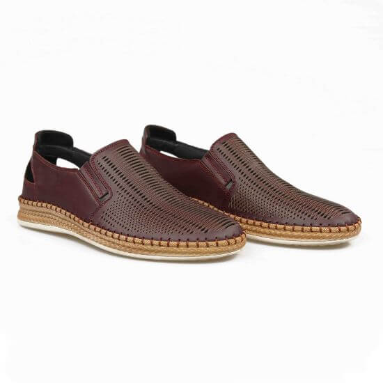 Pantofi casual barbati din piele naturală 662 visiniu - Paul Style