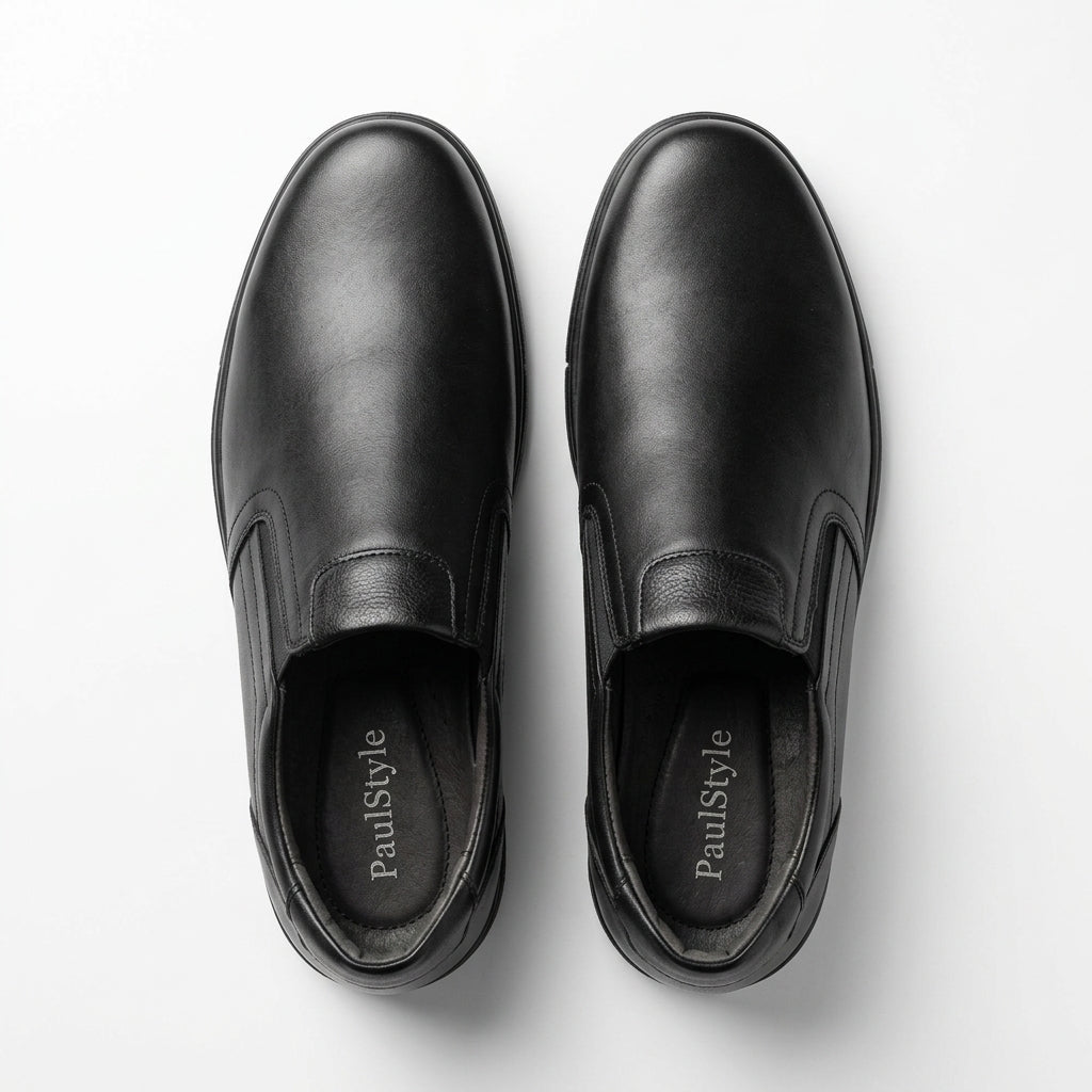 Pantofi casual barbati din piele naturală, A - 502, negru - Paul Style