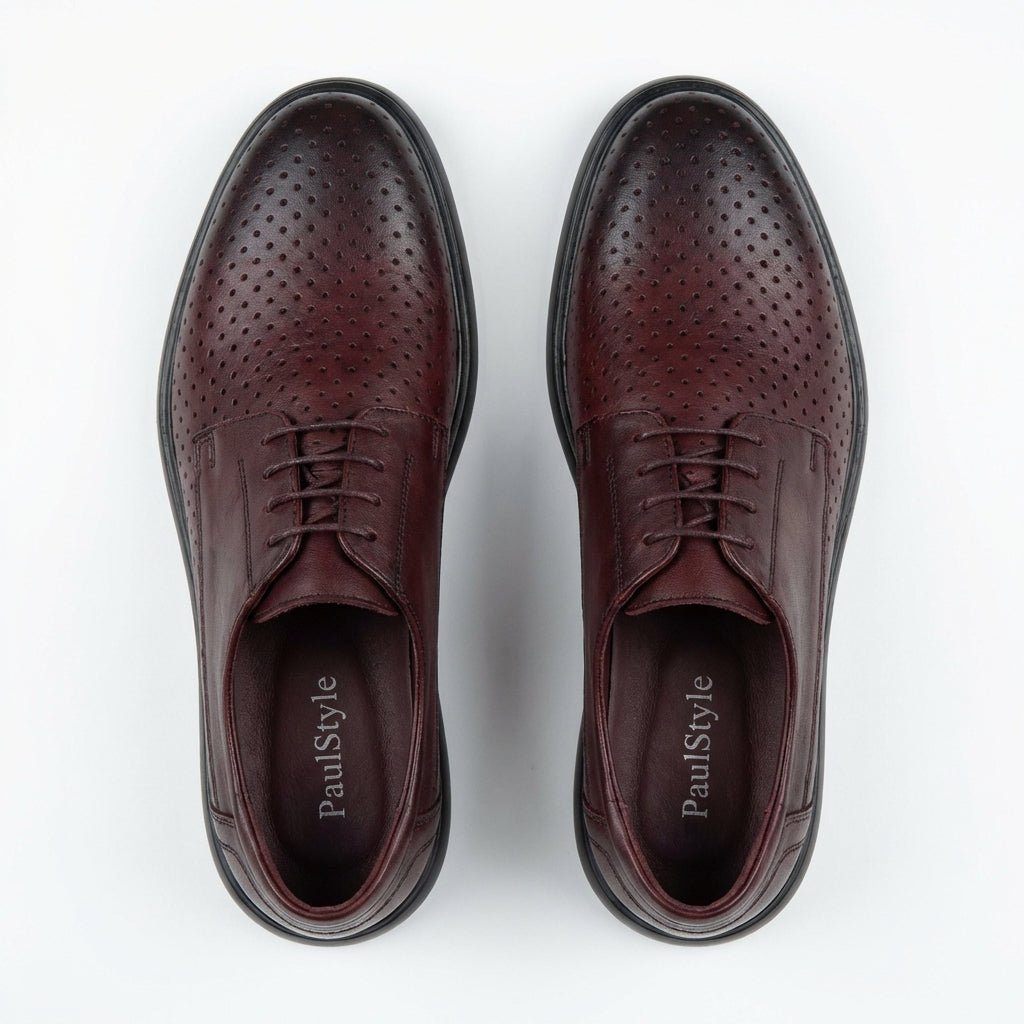 Pantofi casual barbati piele naturală 558g visiniu - Paul Style