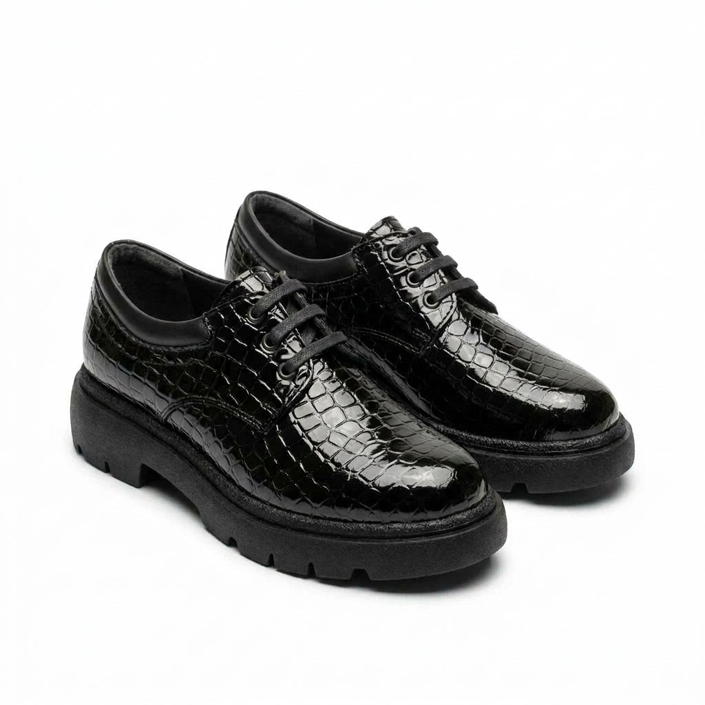 Pantofi Casual Dama, R-47, Croco Negru - Paul Style