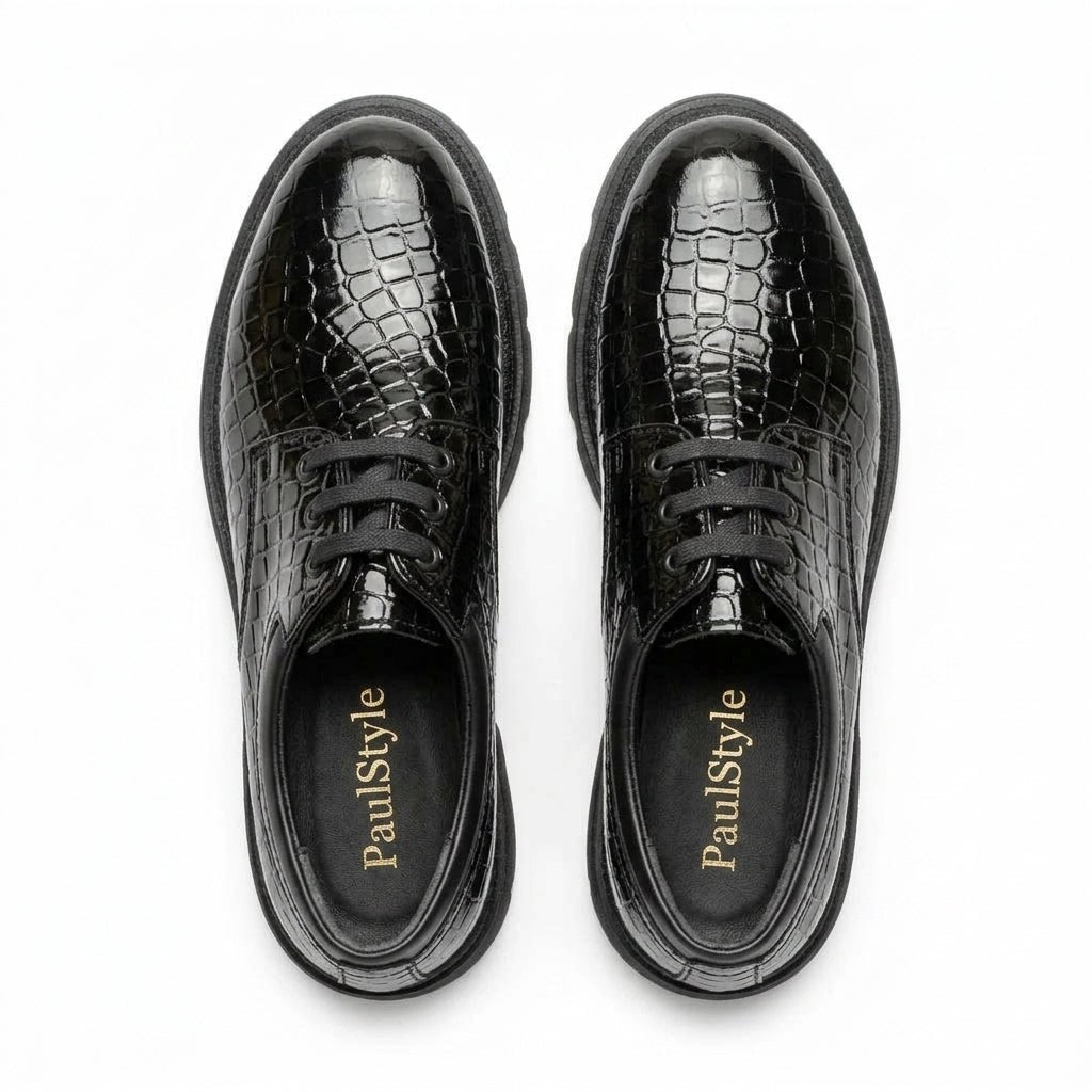 Pantofi Casual Dama, R-47, Croco Negru - Paul Style