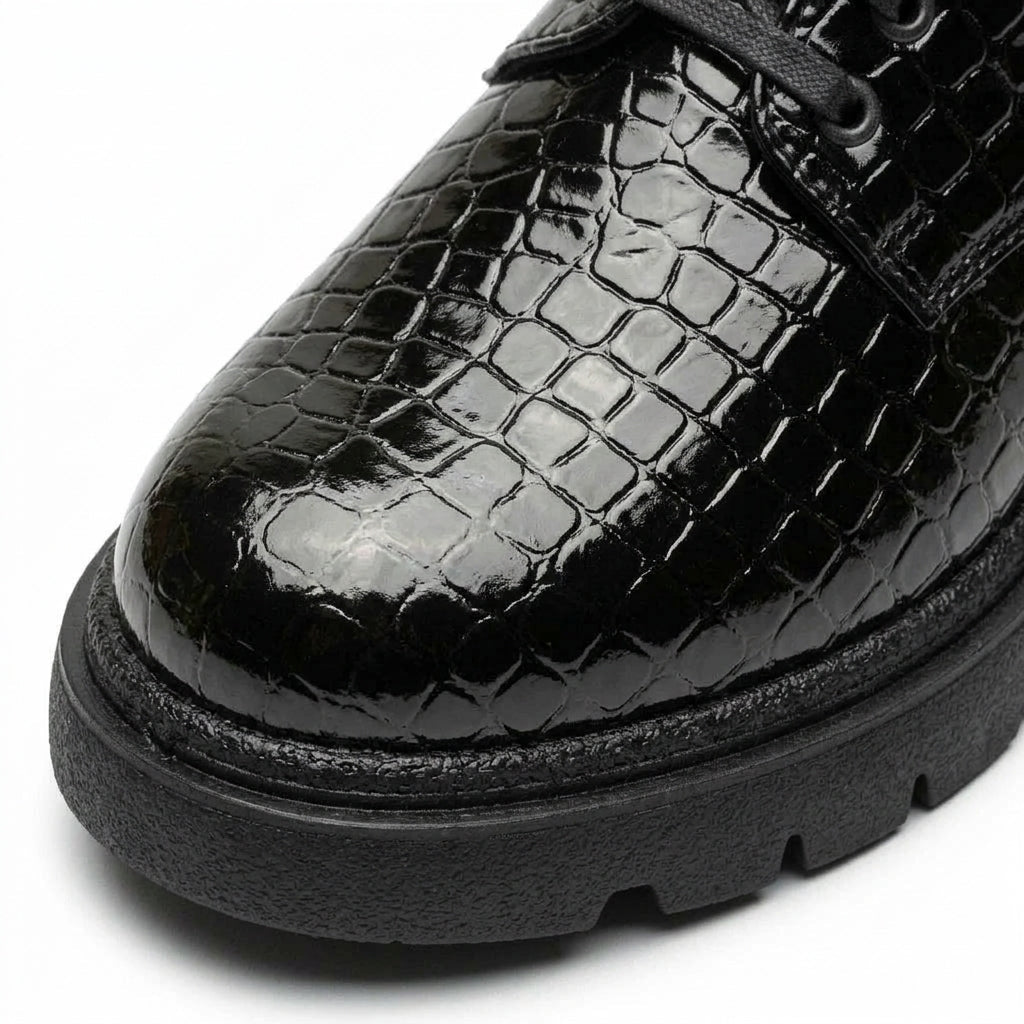 Pantofi Casual Dama, R-47, Croco Negru - Paul Style