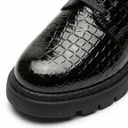 Pantofi Casual Dama, R-47, Croco Negru - Paul Style