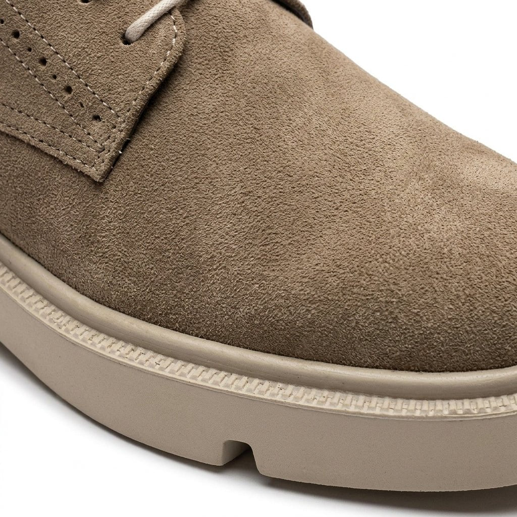 Pantofi casul dama bej - velur, A - 296, din piele naturala - Paul Style