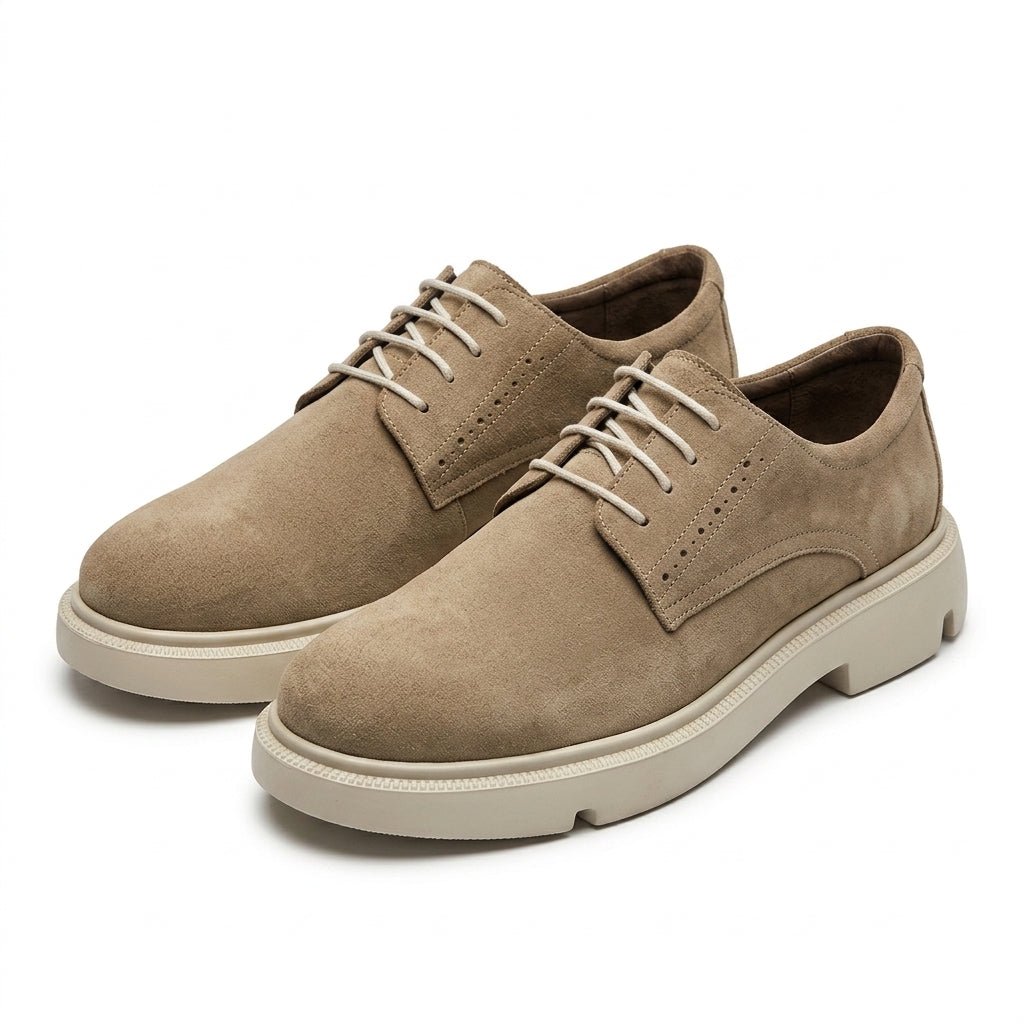 Pantofi casul dama bej - velur, A - 296, din piele naturala - Paul Style