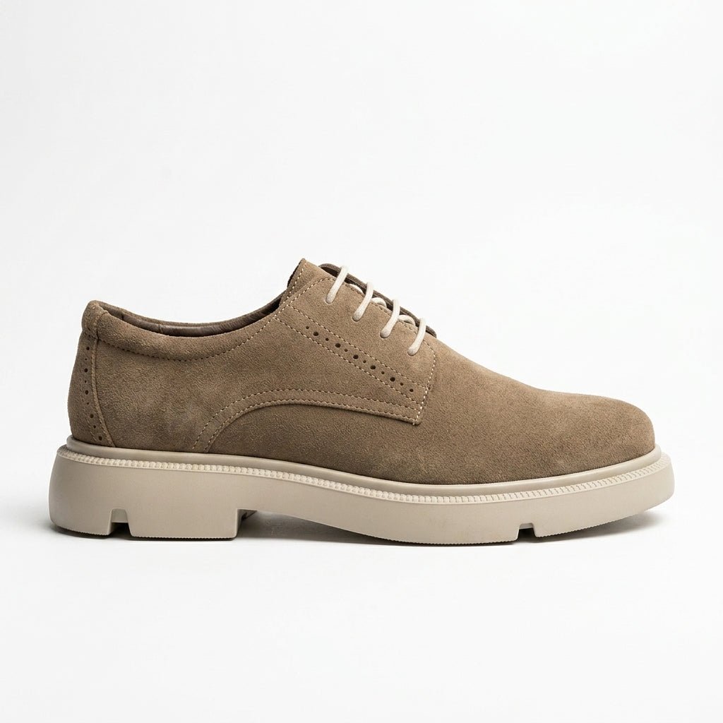 Pantofi casul dama bej - velur, A - 296, din piele naturala - Paul Style