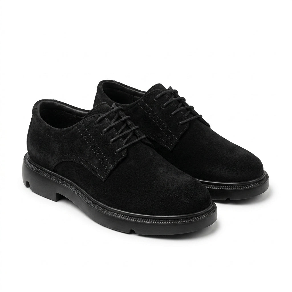 Pantofi casul dama negru - velur, A - 296, din piele naturala - Paul Style