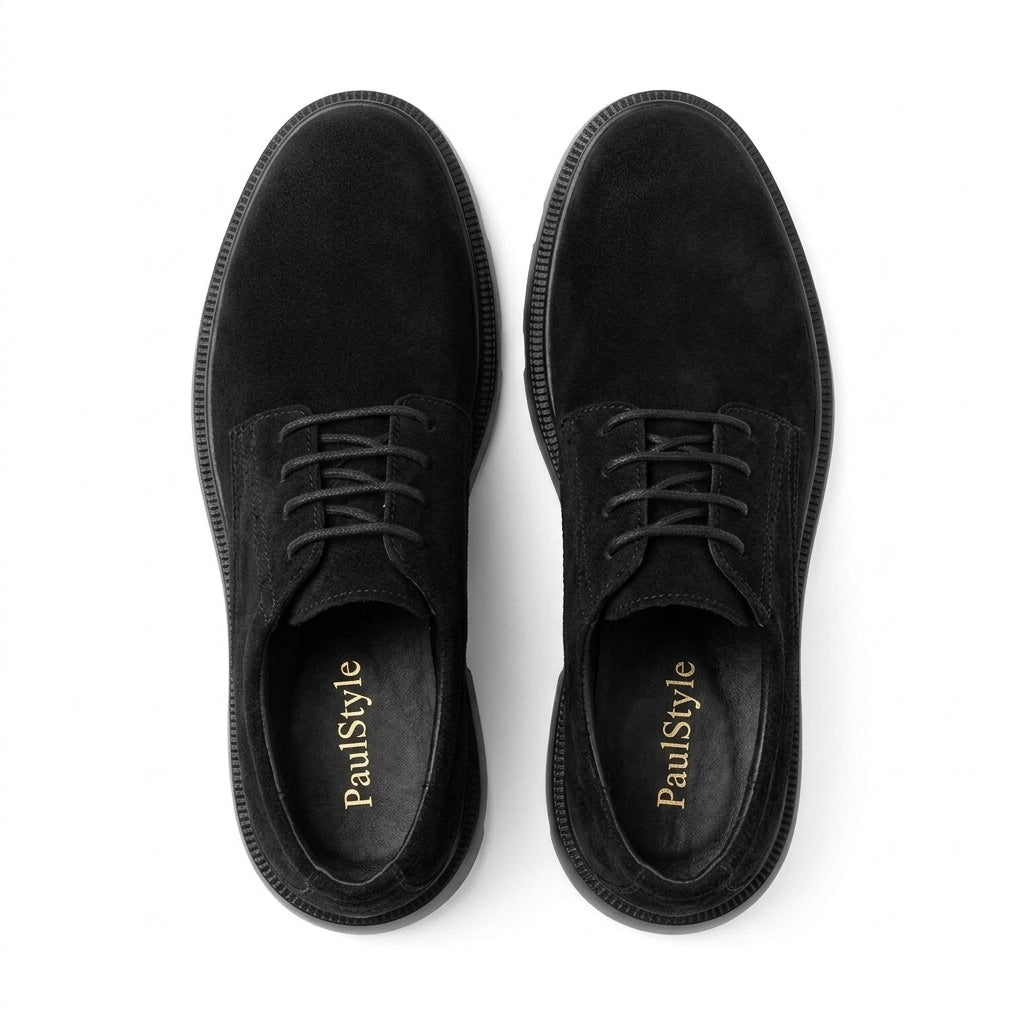Pantofi casul dama negru - velur, A - 296, din piele naturala - Paul Style