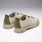 Pantofi dama bej - verde, Norocos - 213, din piele naturala - Paul Style