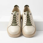 Pantofi dama bej - verde, Norocos - 213, din piele naturala - Paul Style