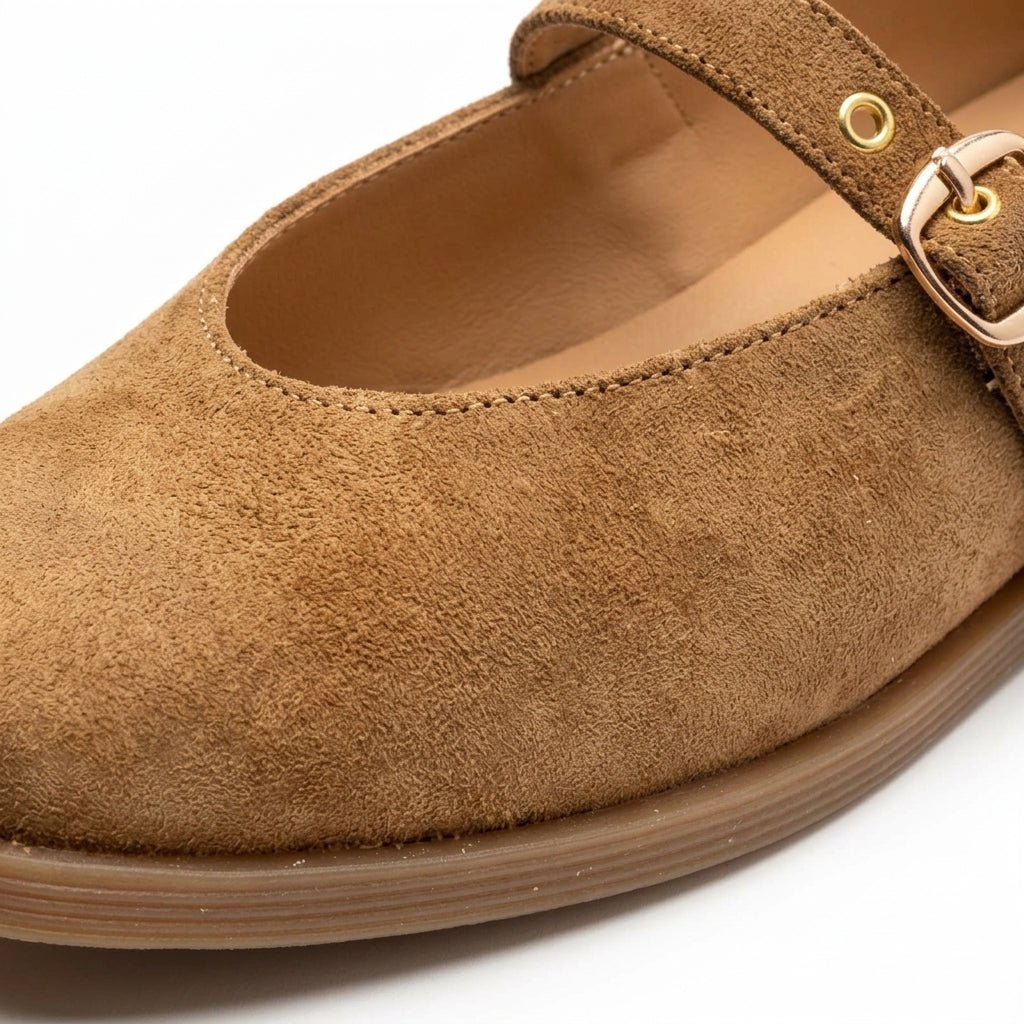 Pantofi dama camel - velur, 242, din piele naturala - Paul Style