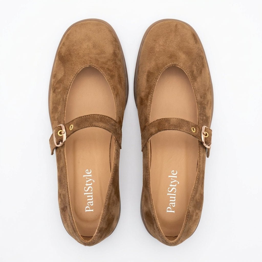 Pantofi dama camel - velur, 242, din piele naturala - Paul Style