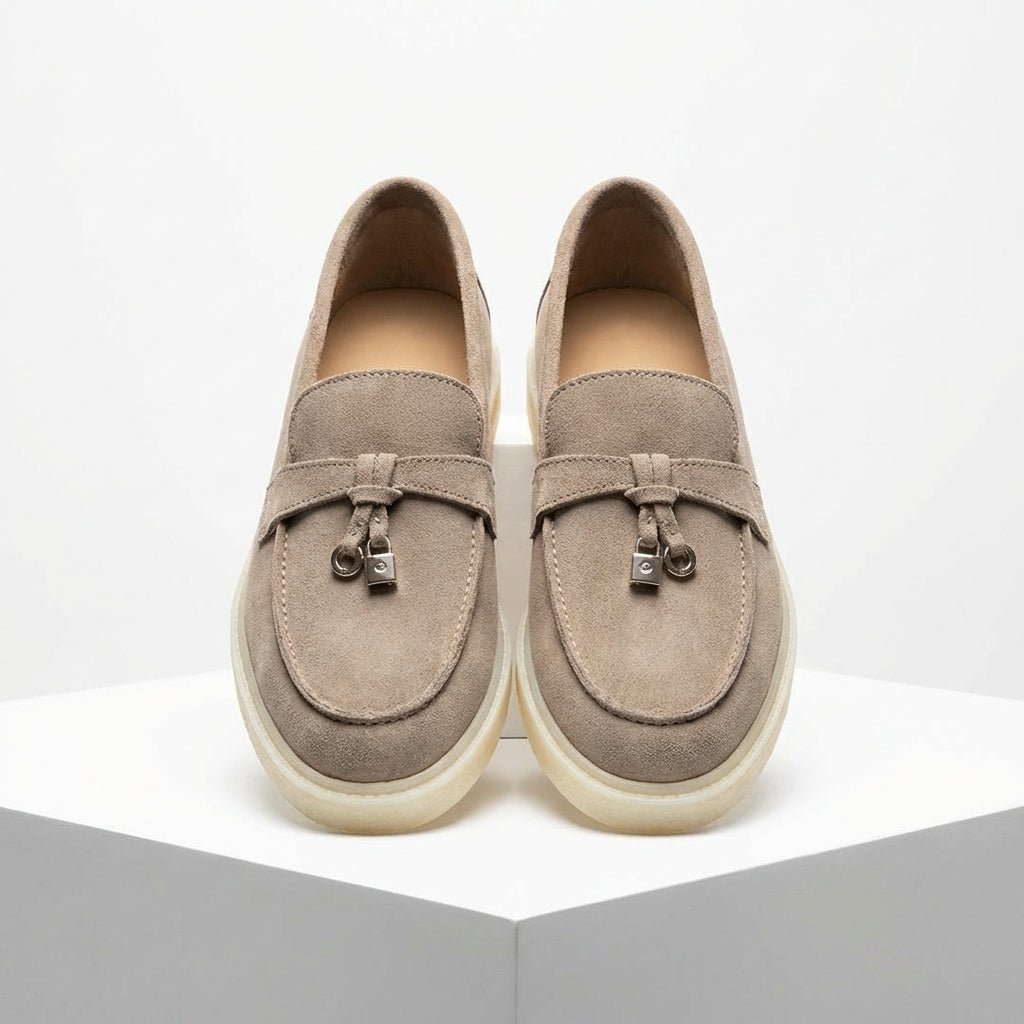 Pantofi dama casual din piele Naturala intoarsa bej Model 134 - Paul Style