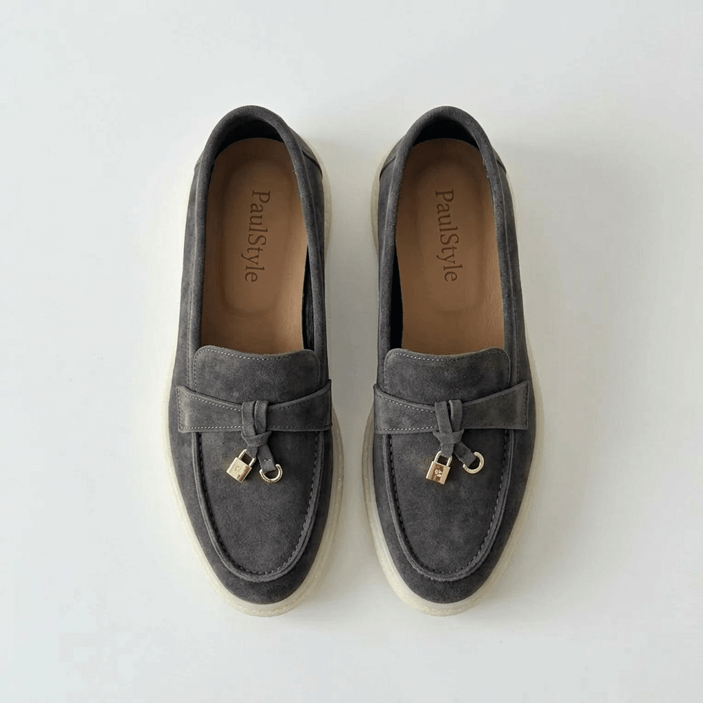 Pantofi dama casual din piele Naturala intoarsa gri Model 134 - Paul Style