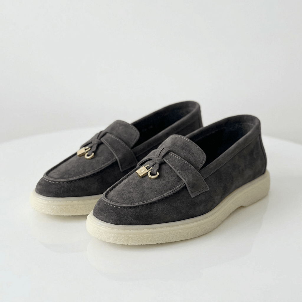 Pantofi dama casual din piele Naturala intoarsa gri Model 134 - Paul Style