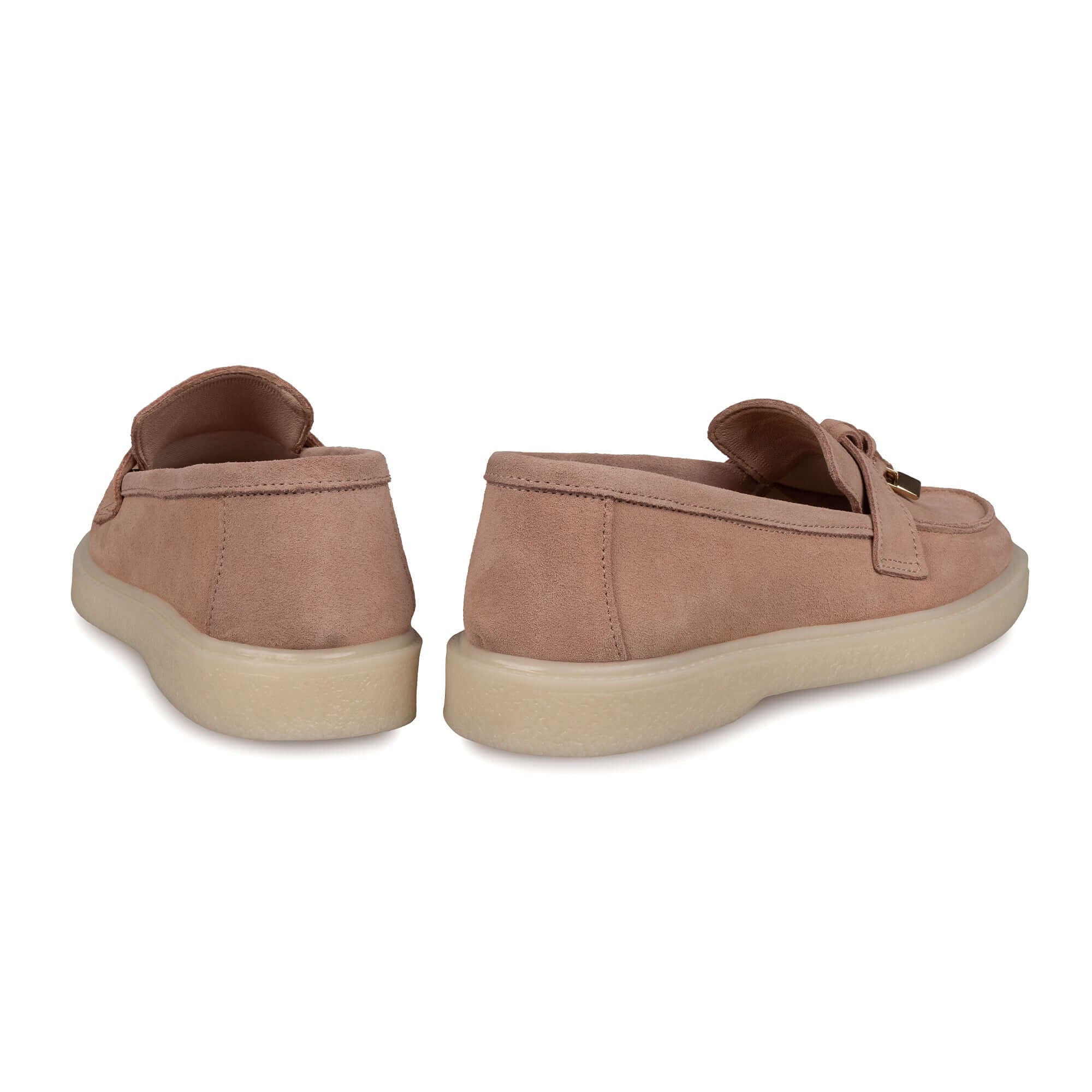 Pantofi dama casual din piele Naturala intoarsa roz - pudra Model 134 - Paul Style