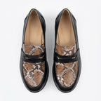 Pantofi dama negru - maro, Villa - Muzi, din piele naturala - Paul Style