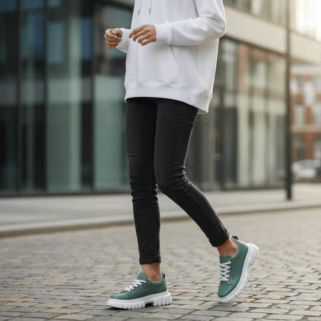 Pantofi dama sport, 133, din piele naturala verde - Paul Style