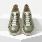 Pantofi dama verde - bej, Norocos - 213, din piele naturala - Paul Style