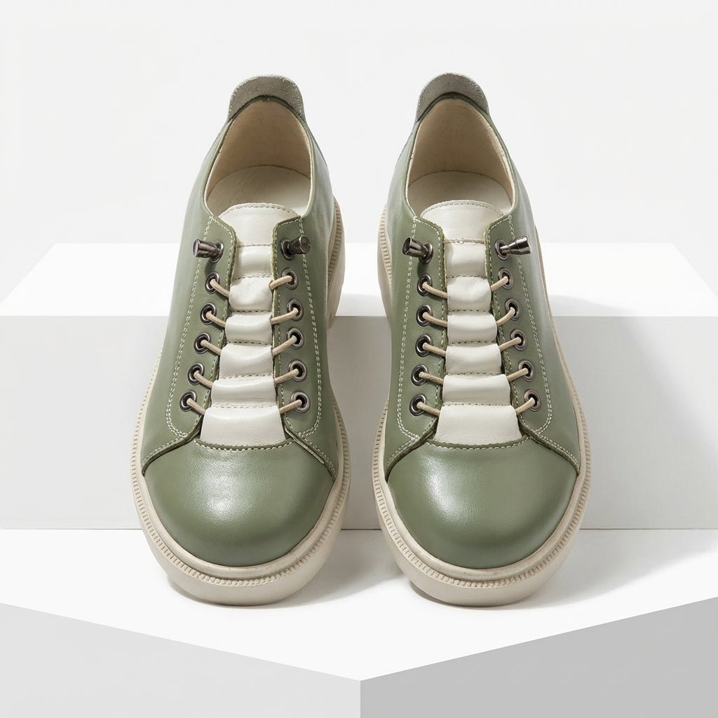 Pantofi dama verde - bej, Norocos - 213, din piele naturala - Paul Style