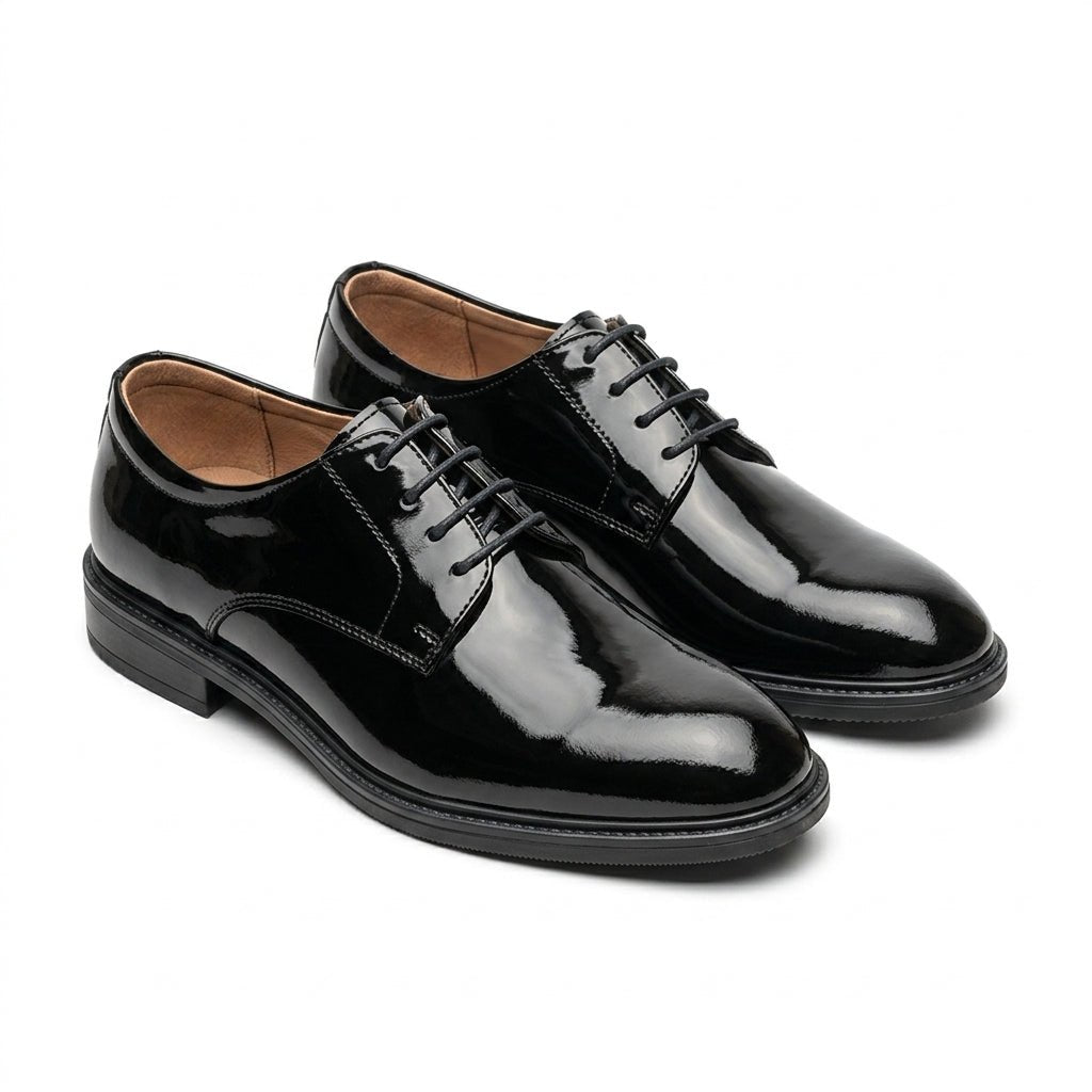 Pantofi eleganti barbati din piele naturală, A185-3, negru-lac - Paul Style