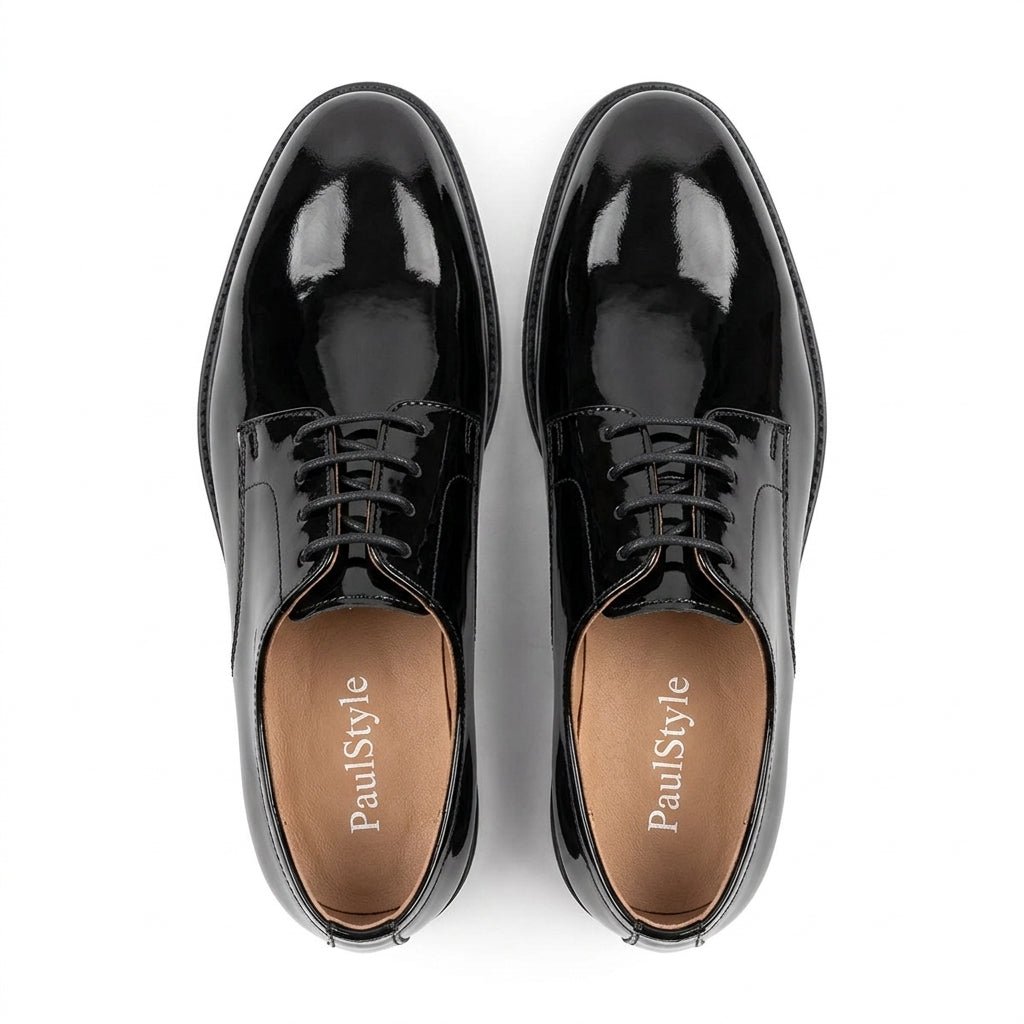 Pantofi eleganti barbati din piele naturală, A185-3, negru-lac - Paul Style