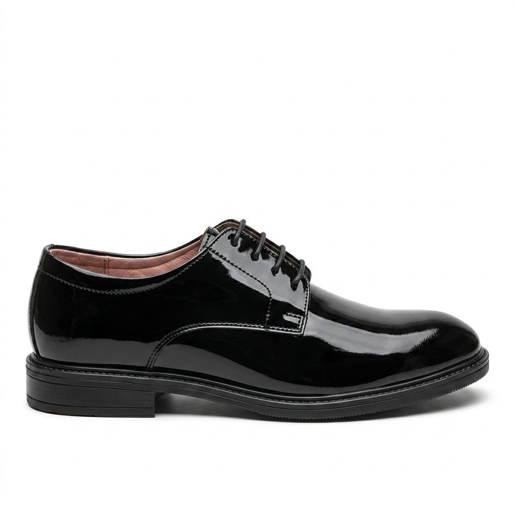 Pantofi eleganti barbati din piele naturală, A185-3, negru-lac - Paul Style