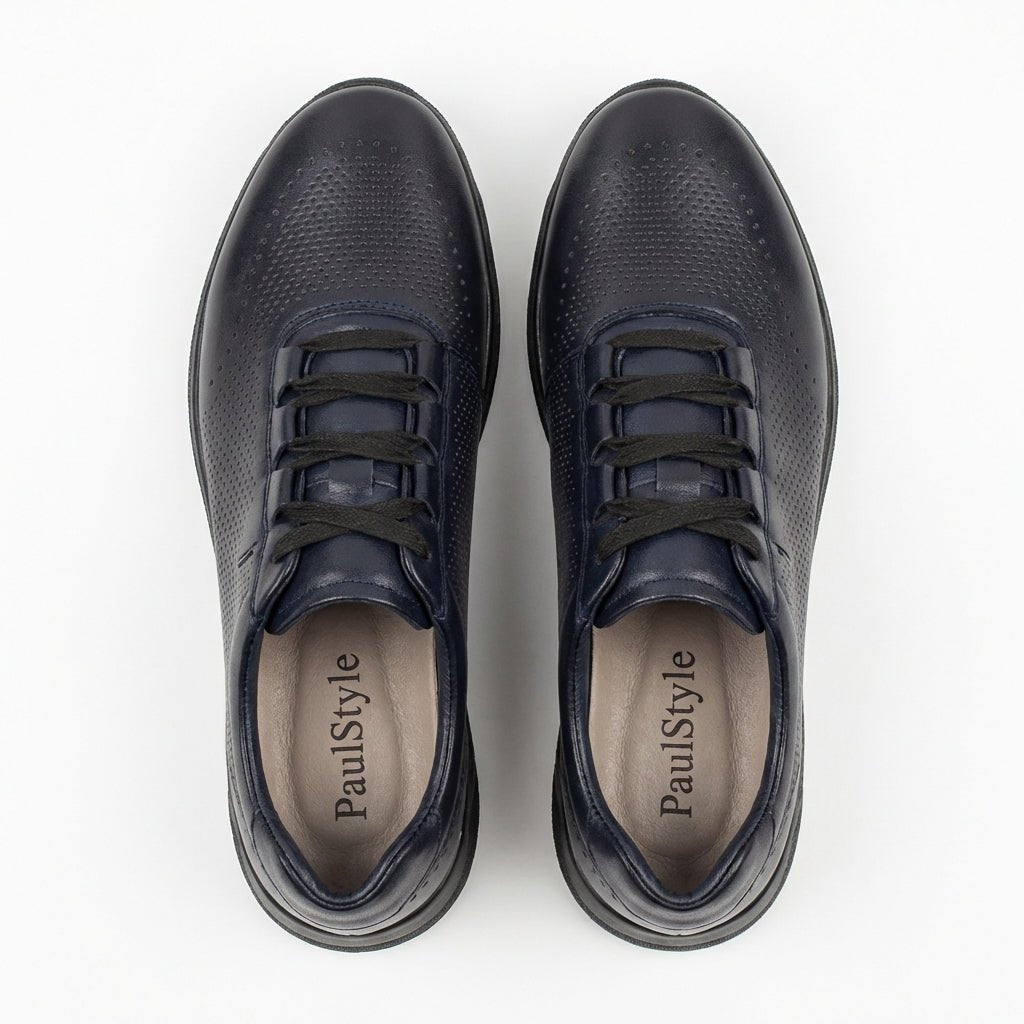 Pantofi sport barbati din piele naturală bleumarin 447 - Paul Style