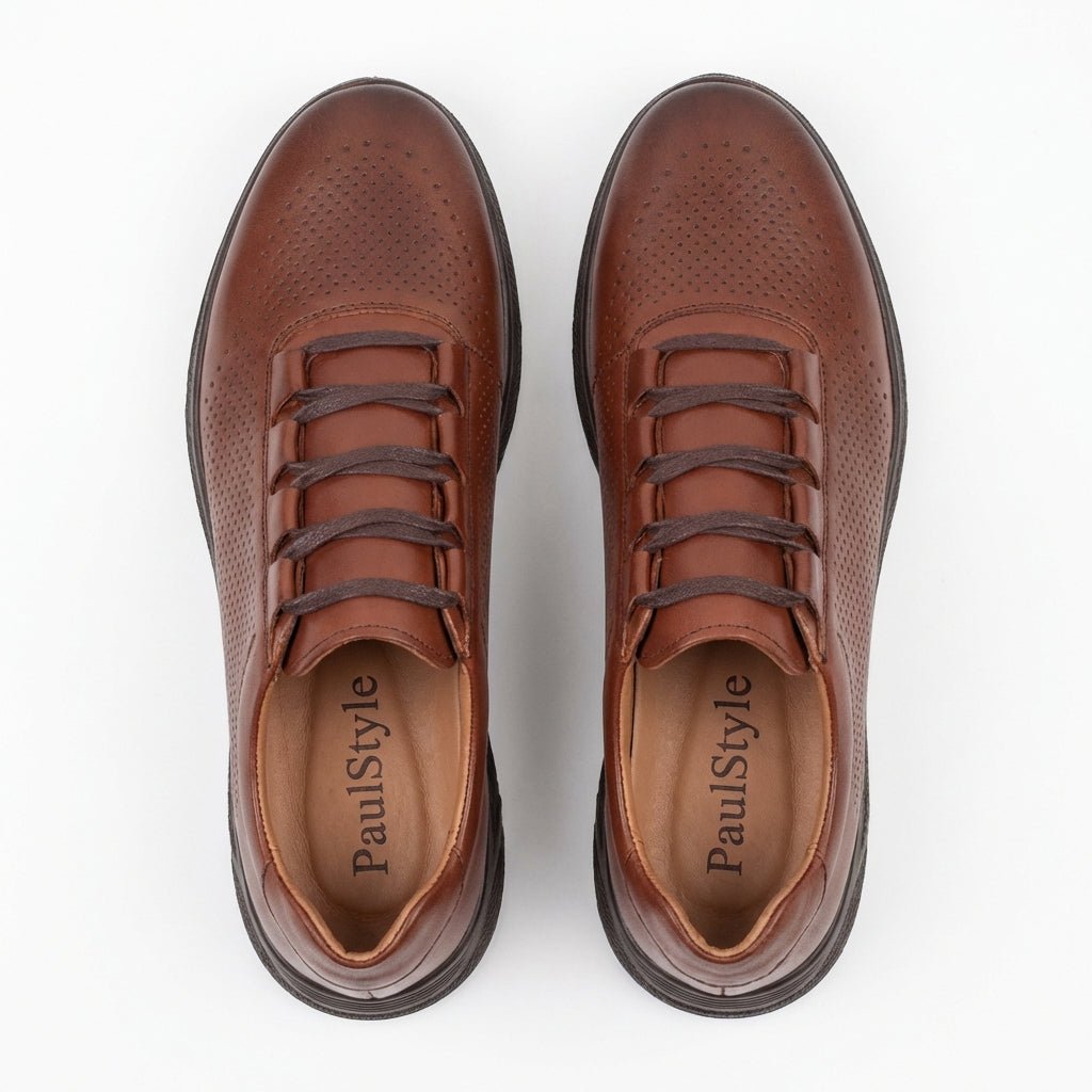 Pantofi sport barbati din piele naturală maro 447 - Paul Style