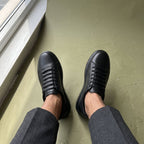 Pantofi sport barbati, din piele naturală negri, 220-1N - Paul Style