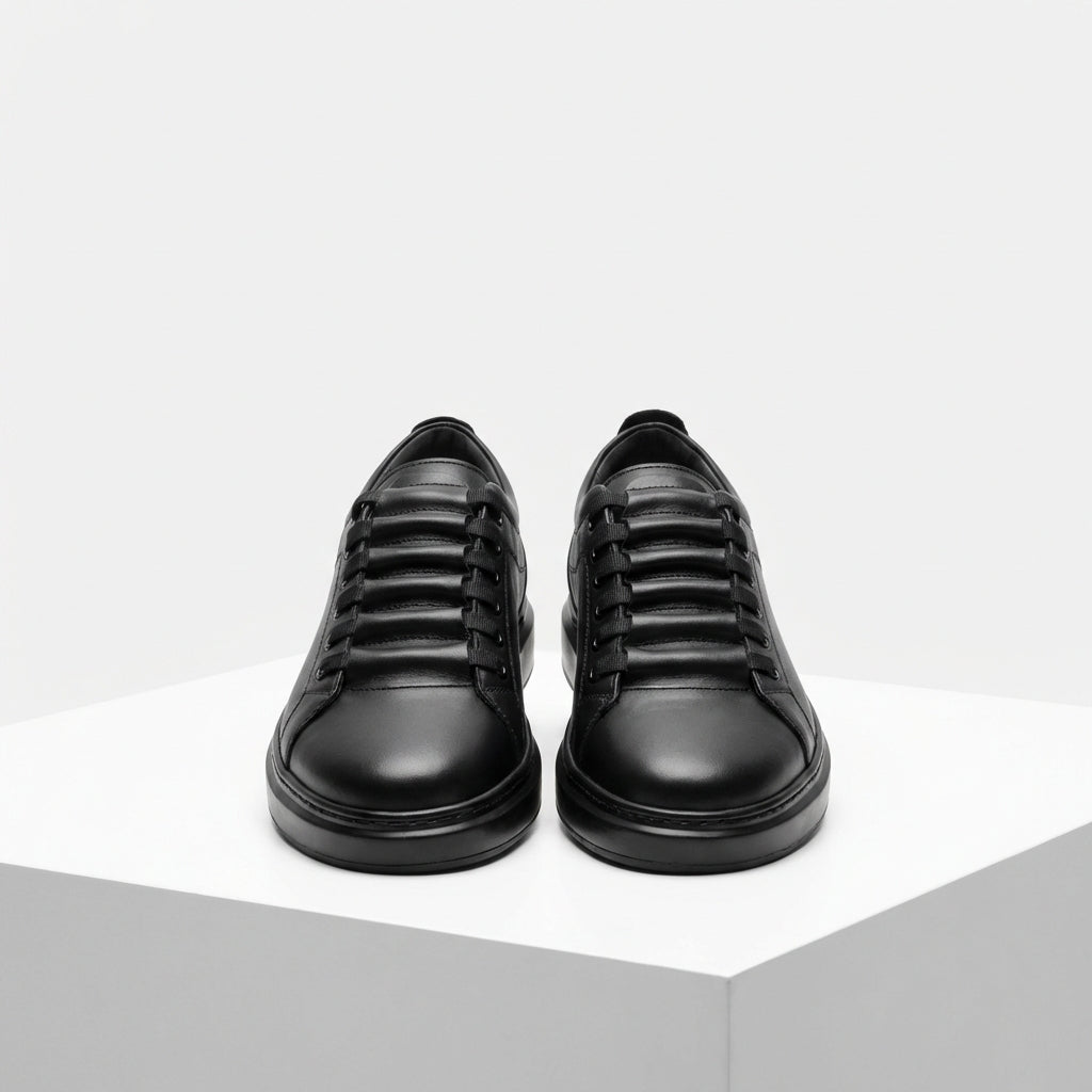 Pantofi sport barbati din piele naturală negri - Paul Style