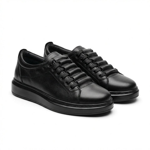 Pantofi sport barbati din piele naturală negri - Paul Style