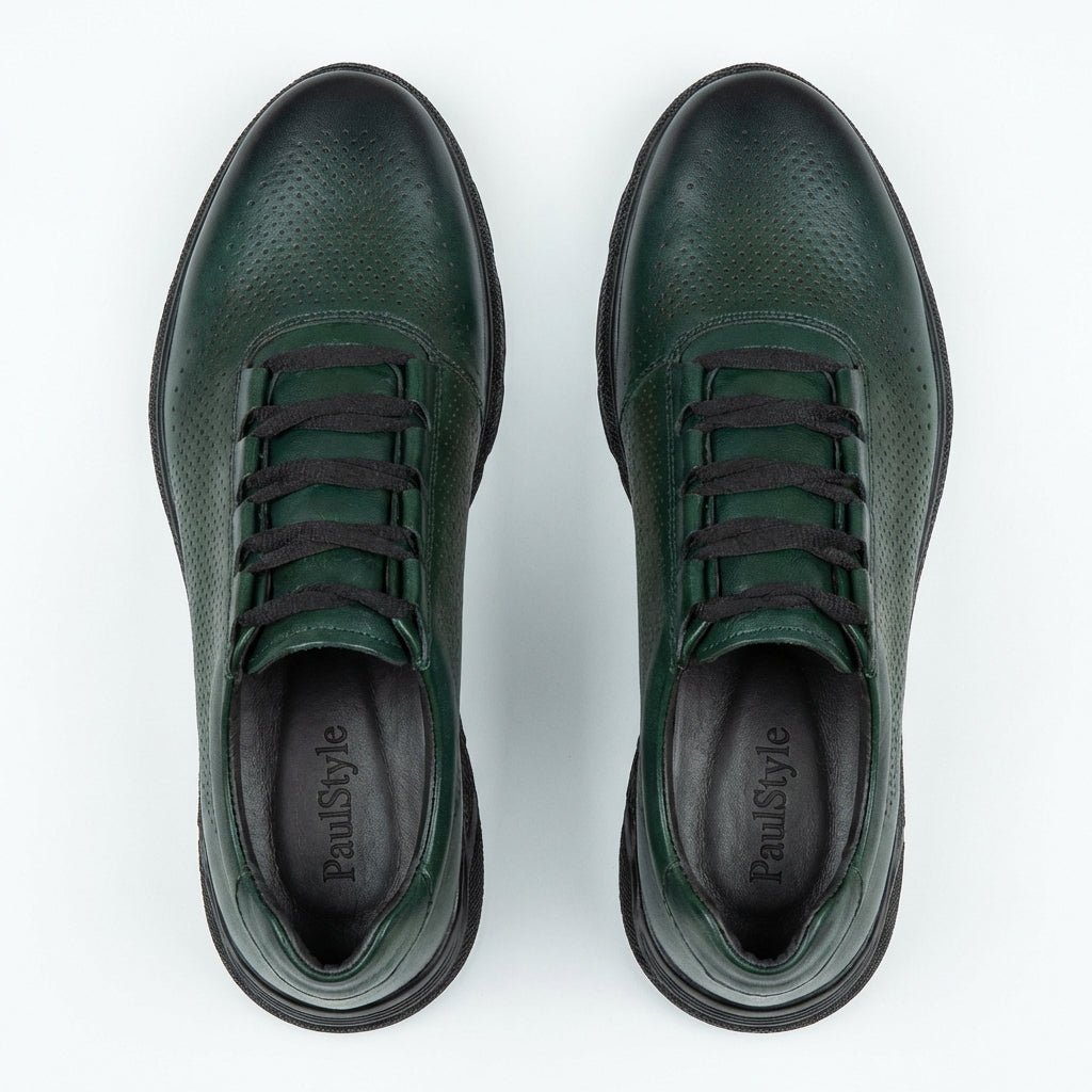 Pantofi sport barbati din piele naturală verde 447 - Paul Style