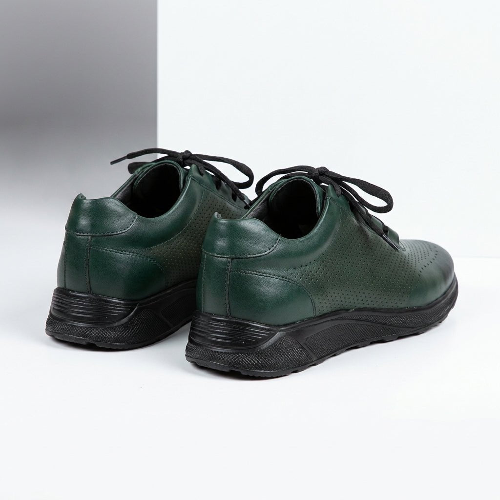 Pantofi sport barbati din piele naturală verde 447 - Paul Style