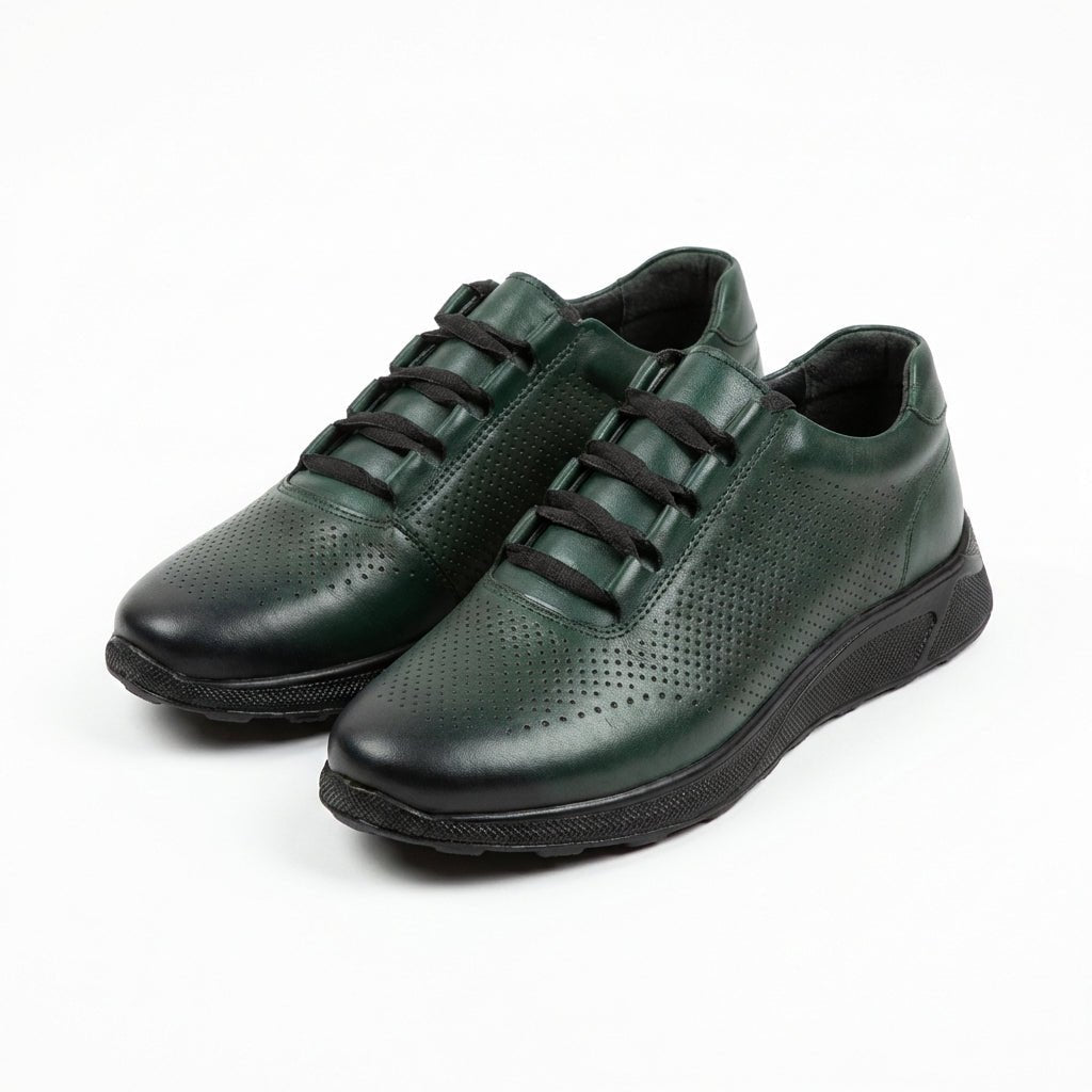Pantofi sport barbati din piele naturală verde 447 - Paul Style