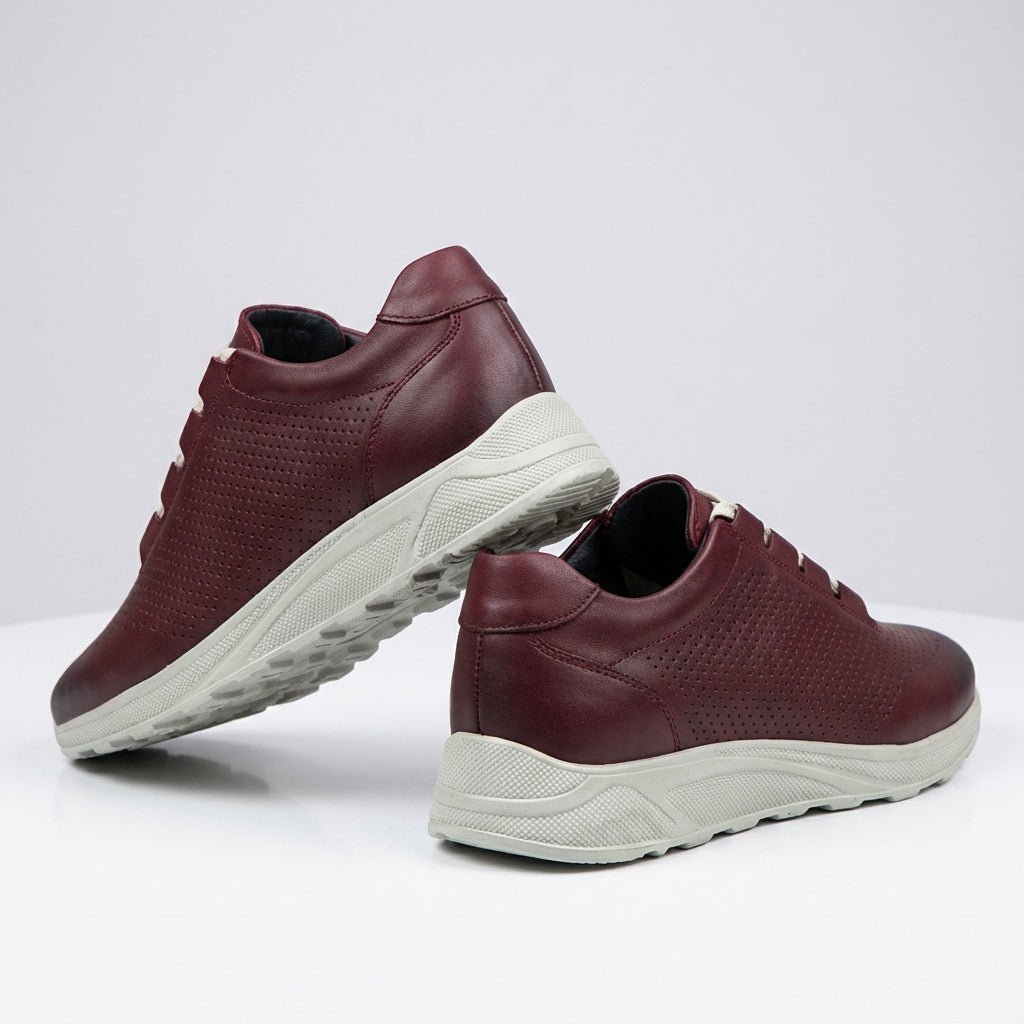 Pantofi sport barbati din piele naturală visiniu 447 - Paul Style