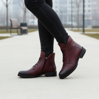 Ghete Dama din Piele Naturala, Culoare visiniu, Cod 750