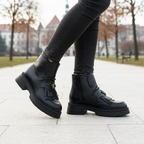 Ghete Dama din Piele Naturala, Culoare negru, Cod 743