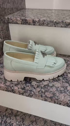 Mocasini dama verde menta, A-293-3, din piele naturala