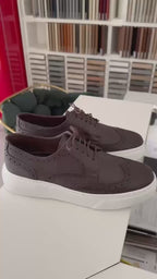 Adidasi barbati din piele naturală, A-507-1, maro-inchis