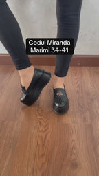 Women's black loafers, A-290, made of genuine leather