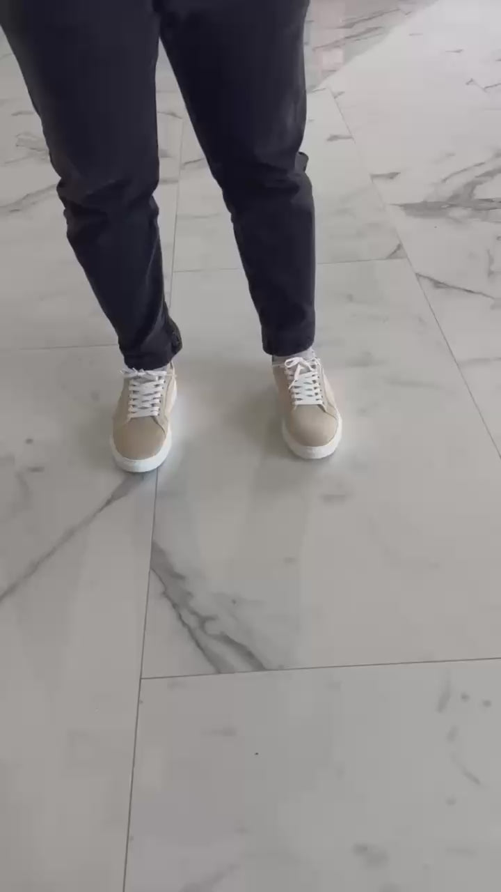 Adidasi barbati din piele naturală, M-112, bej-velur tMax