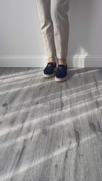 Mocasini dama bleumarin-velur 231, din piele naturala