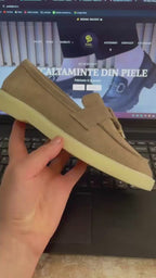 Women's casual shoes made of natural leather, navy blue, Model 134