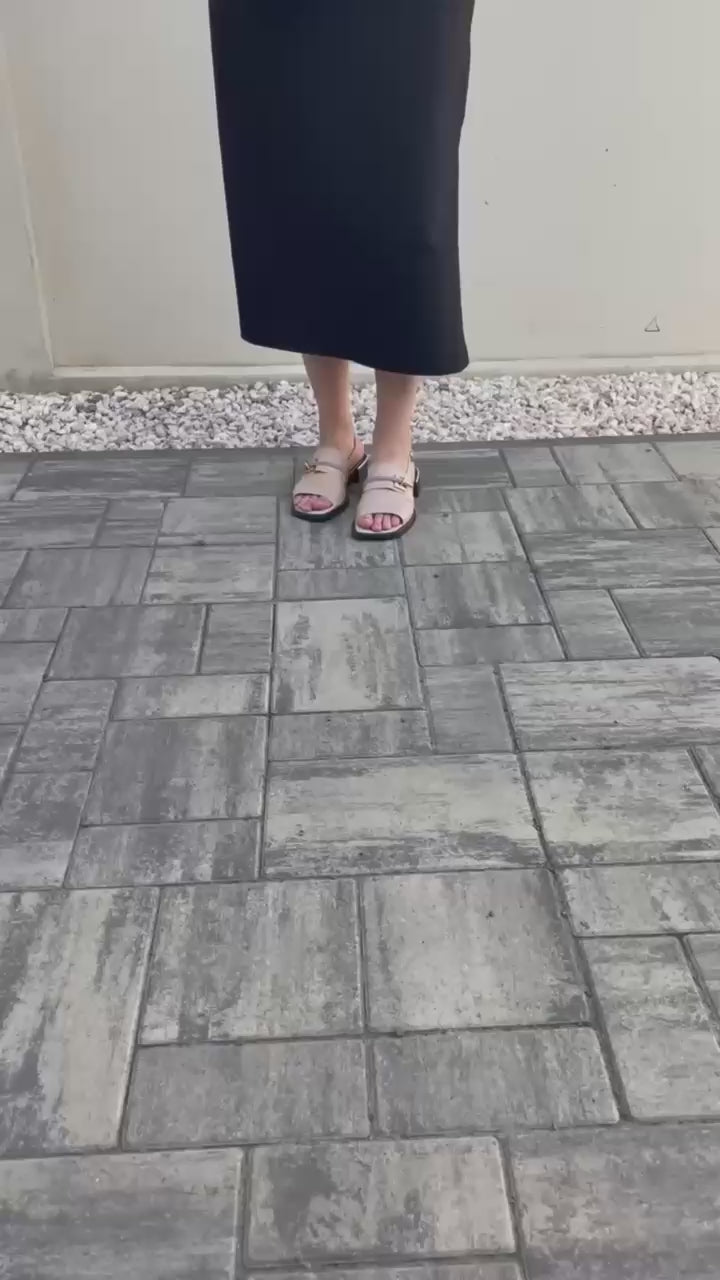 Sandale dama bej, R-Abi, din piele naturala