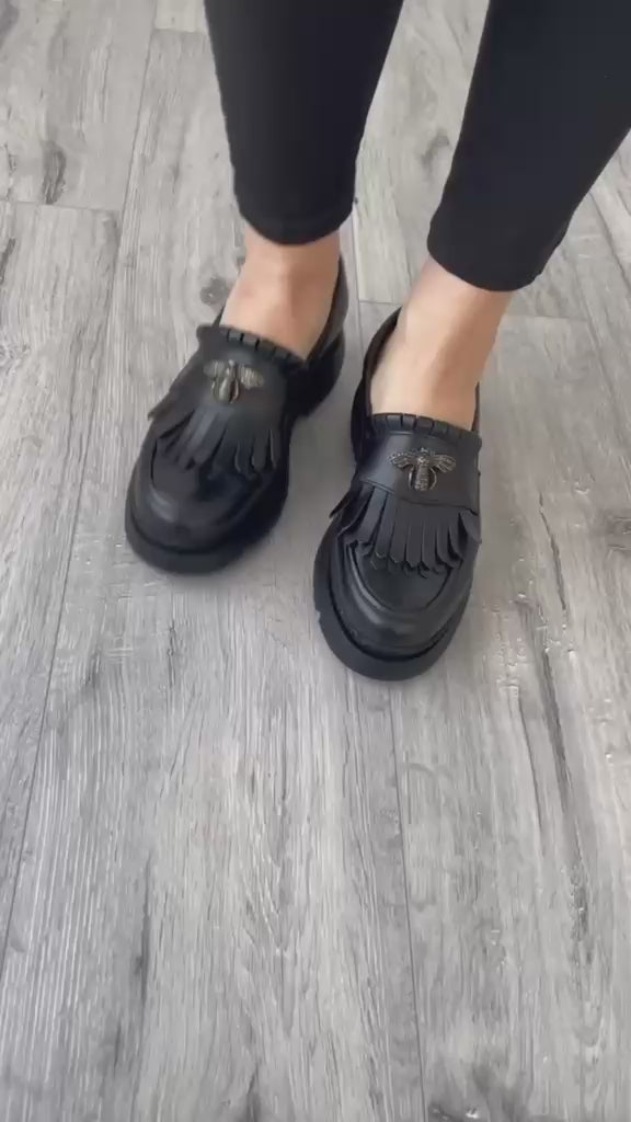 Women's light beige loafers, A-293, made of genuine leather