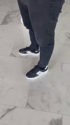 Adidasi barbati din piele naturală, M-102, negru-alb TALBA