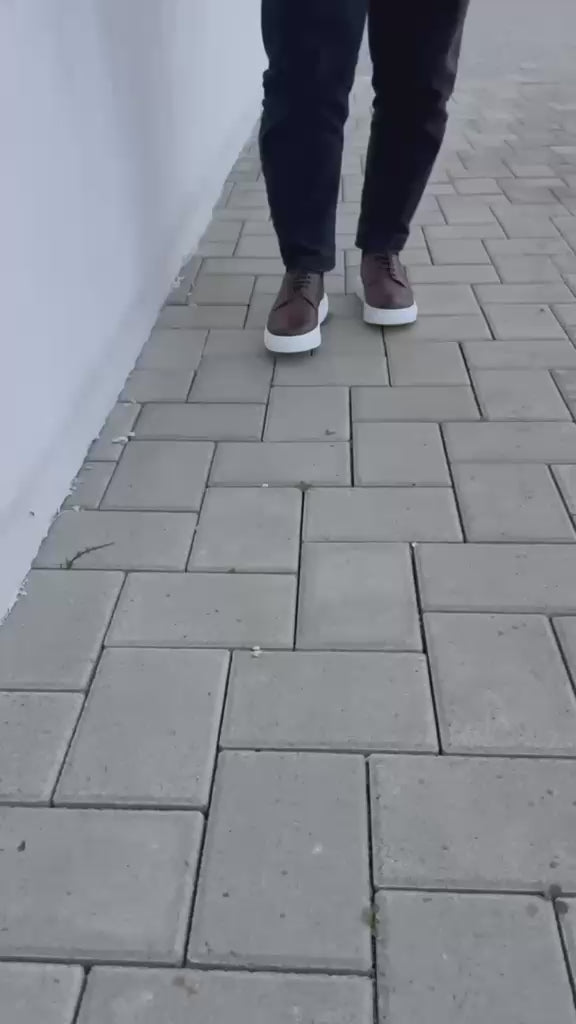 Adidasi barbati din piele naturală, A-507-1, maro-inchis